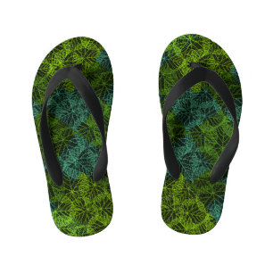 Plants pattern.11b Black BG Kid's Flip Flops