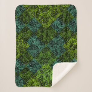 Plants pattern.11b Black BG Sherpa Blanket
