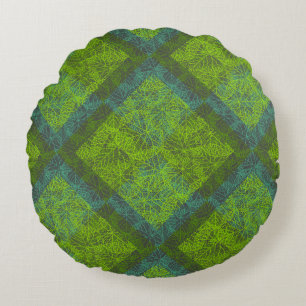Plants pattern.12c DGrey BG Round Pillow