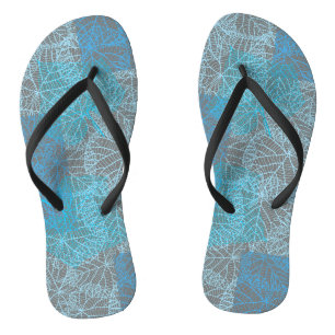 Plants pattern.13b DGrey BG Flip Flops