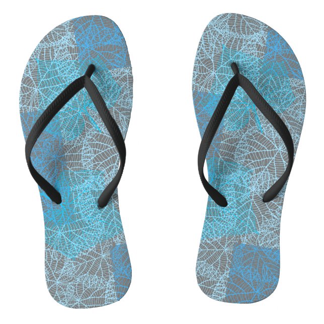 Plants pattern.13b DGrey BG Flip Flops (Footbed)