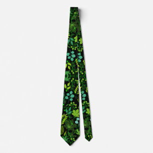 Plants pattern.14b Black BG Tie