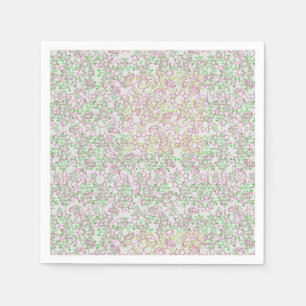 Plants pattern.14C Pink Floral Black BG Napkin
