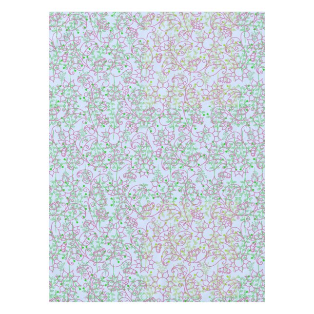Plants pattern.14C Pink Floral Lblue BG Tablecloth (Front)