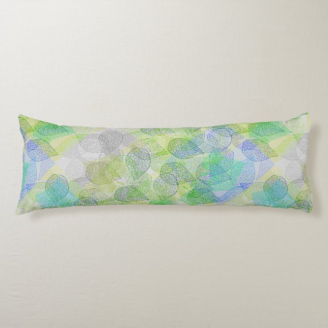 Plants pattern A02.b Leaves LGrey BG Body Pillow (Front)