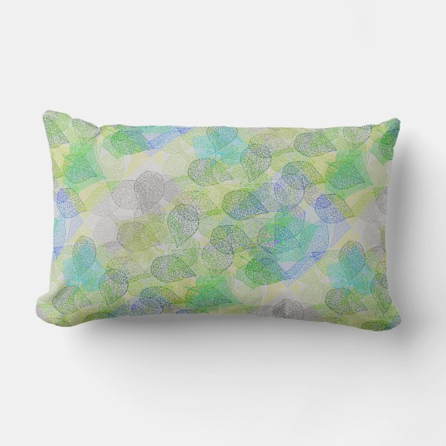 Plants pattern A02.b Leaves LGrey BG Lumbar Pillow (Front)