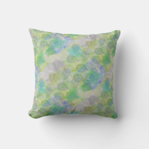 Plants pattern A02.b Leaves LGrey BG Throw Pillow