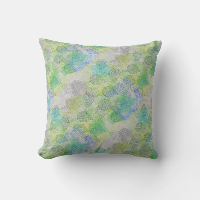 Plants pattern A02.b Leaves LGrey BG Throw Pillow (Front)