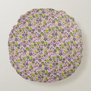 Plants pattern A03.b Lpink BG Round Pillow