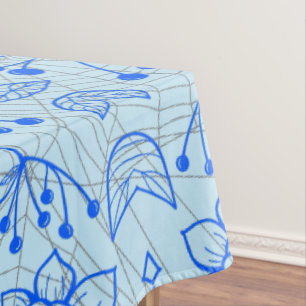 Plants pattern A08.b boho. lblue BG Tablecloth
