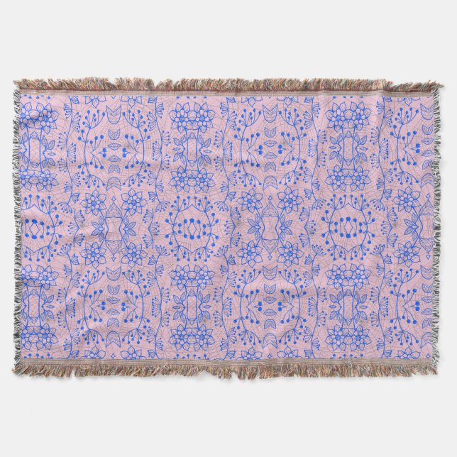 Plants pattern A08.b boho. lpink BG Throw Blanket (Front)