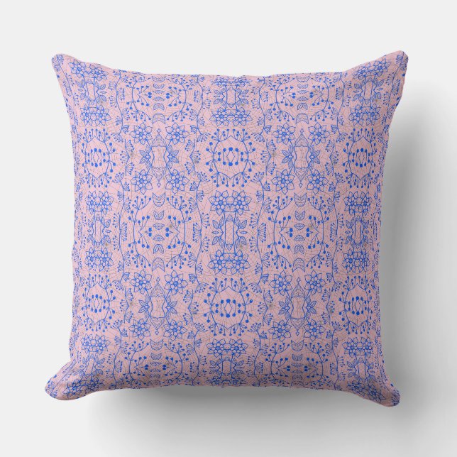 Plants pattern A08.b boho. lpink BG Throw Pillow (Front)