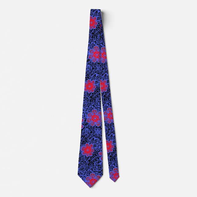 Plants pattern A13.b Black BG Tie (Front)