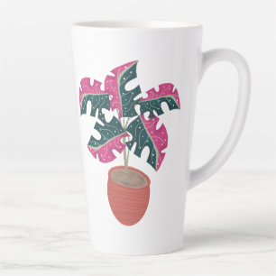 Plants Tropical Pink Monstera Variegated Art Latte Mug