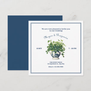 Plants with artistic vase wedding  invitation
