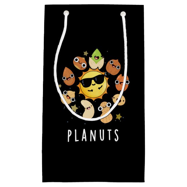 Planuts Funny Astronomy Nuts Pun Dark BG Small Gift Bag (Front)