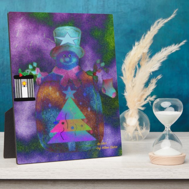 Plaque à plateau "Whimsical Snowman" avec Easel (Côté)