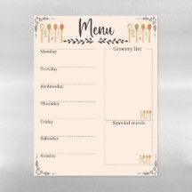 Planneur Rustique Floral Repas Magnet Hebdomadaire