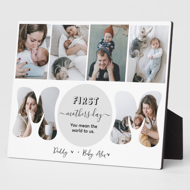 Plaque Collage photo du jour de la première mère (Côté)