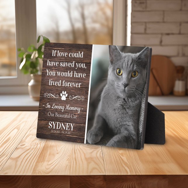Plaque commémorative rustique Photo d'un chat en s (Créateur téléchargé)