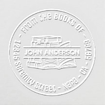 Plaque d'adresse ronde de la pile de livres