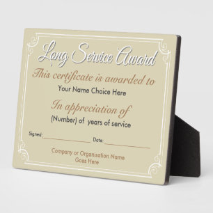 Plaque d'allocation pour service long