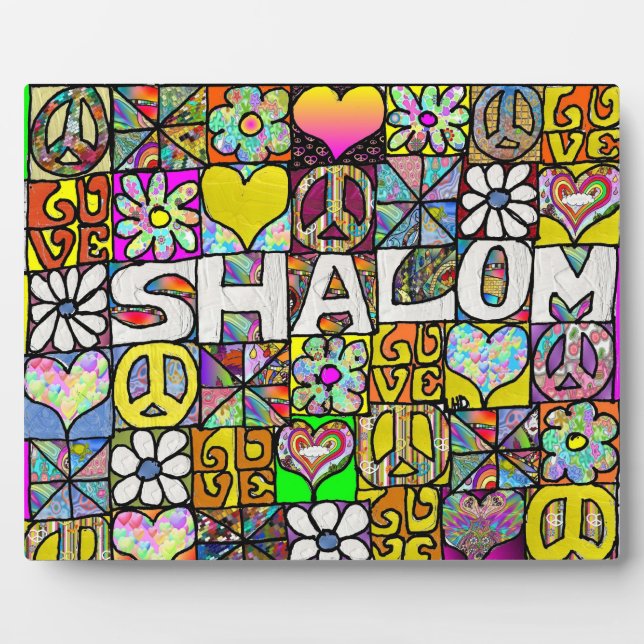 Plaque d'amour Shalom Psychédélique des années 60  (Devant)