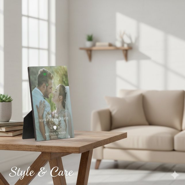 Plaque d'Anniversaire moderne avec socle d'Eau (Modern Anniversary Plaque with Easel Stand)