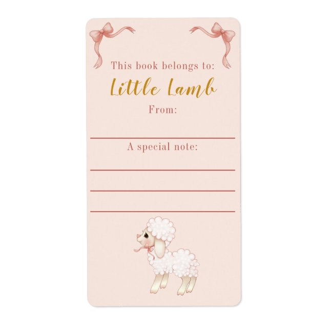 Plaque de Baby shower de l'agneau de garçon rose d (Devant)