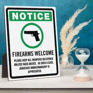 Plaque de bienvenue des armes à feu