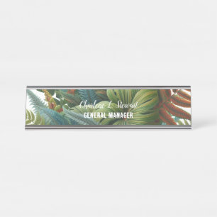 Plaque de bureau à feuillage tropical