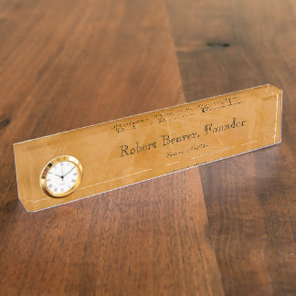 Plaque de bureau à finition Dante Faux avec horlog
