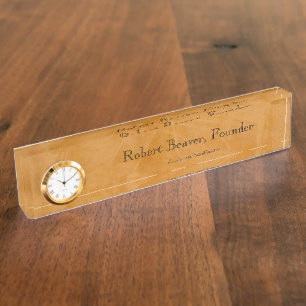 Plaque de bureau à finition Dante Faux avec horlog