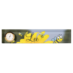 Plaque de bureau Abeille Tournesol