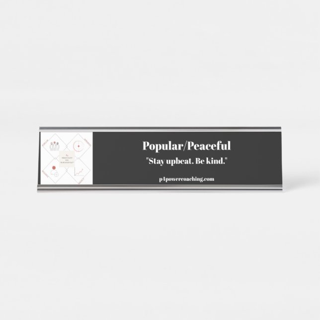 Plaque de bureau argenté Populaire/ Paisible (Devant)