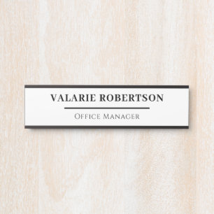 Plaque de bureau classique noir et blanc