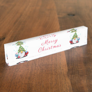 Plaque de bureau de Noël Gnome