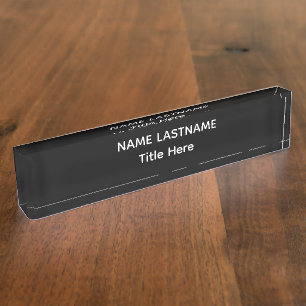 Plaque de bureau élégante blanc et rose nom person