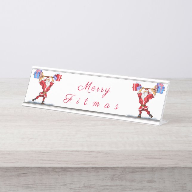 Plaque de bureau Fitness Père Noël (Devant)