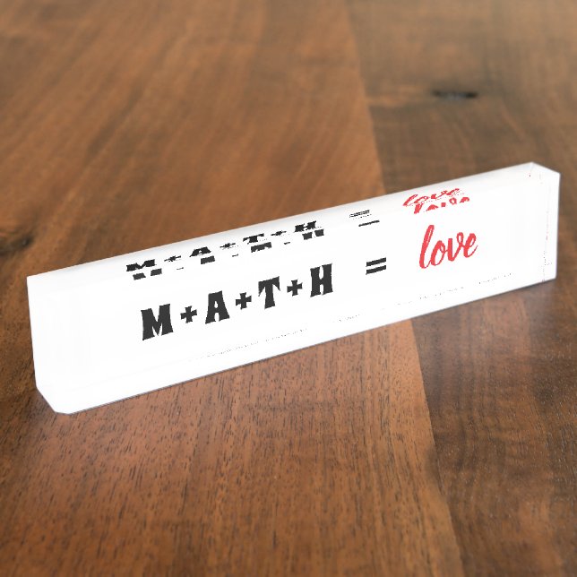 Plaque de bureau Math Égal Amour (Taille)