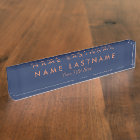 Plaque de bureau personnalisée bleu marine minimal