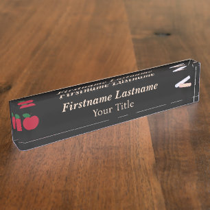 Plaque de bureau pour enseignant – Noir personnali