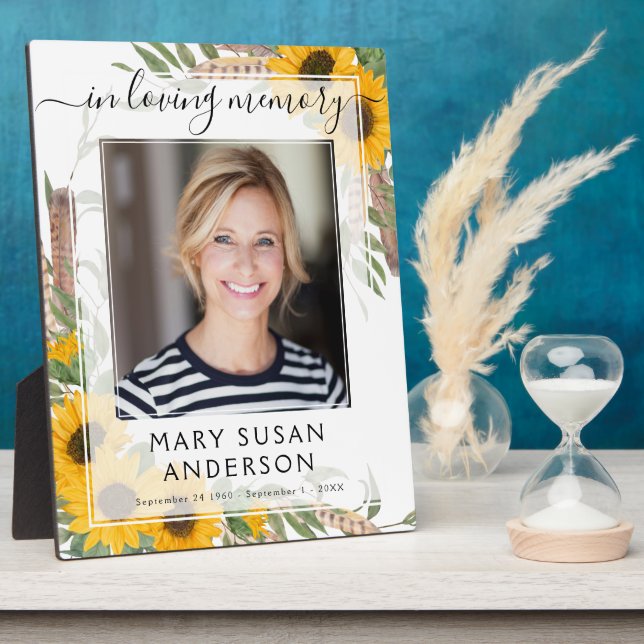 Plaque de deuil photo souvenir de soleil pour funé (Côté)