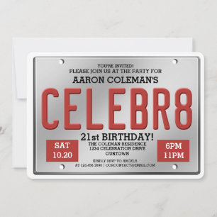Plaque de licence Invitations d'anniversaire