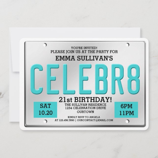 Plaque de licence Invitations d'anniversaire (Devant)
