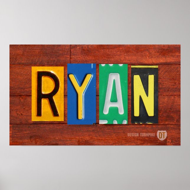 Plaque de licence RYAN Lettres Nom Affiche (Devant)