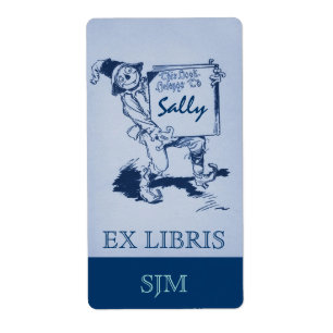 Plaque de livre Antique Scarecrow tient livre EX L