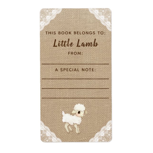 Plaque de livre de Baby shower de l'agneau de Burl (Devant)