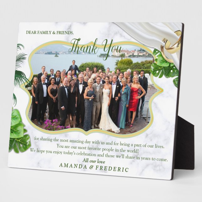 Plaque de Mariage romantique Tropical Merci (Côté)