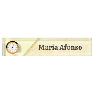 Plaque de nom Beige Gold Stripe